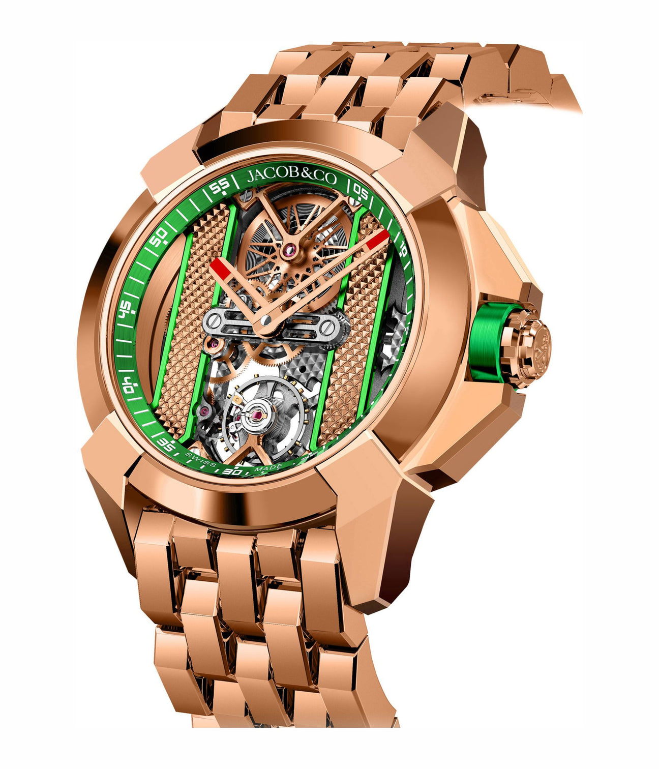 Jacob & Co. Epic X Bridges Rose Gold Bracelet (Green)