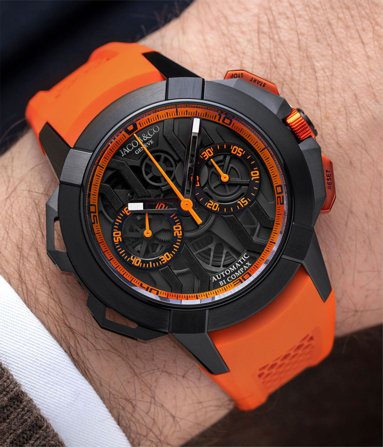 Jacob & Co. Epic X Chrono 44 mm - Black Titanium - Orange Inner Ring
