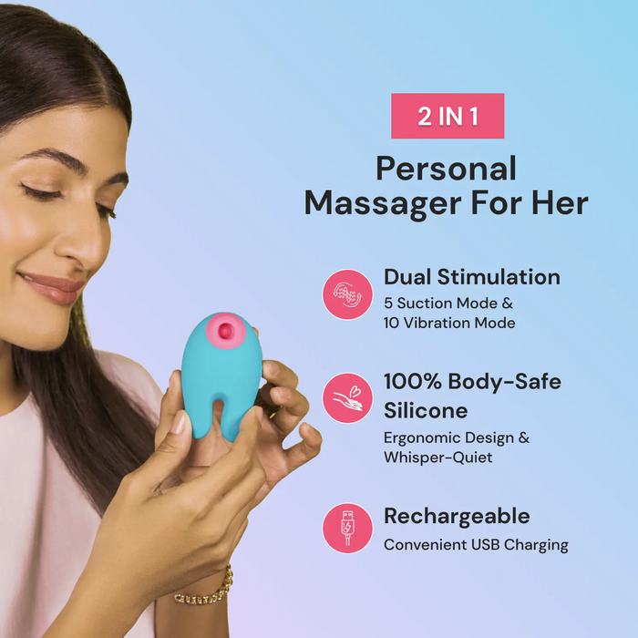 Our iconic massager with suction + vibration